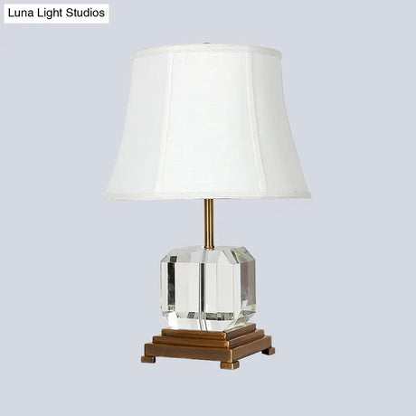 Modern White 1-Head Study Lamp With Fabric Shade - Sleek Reading Light