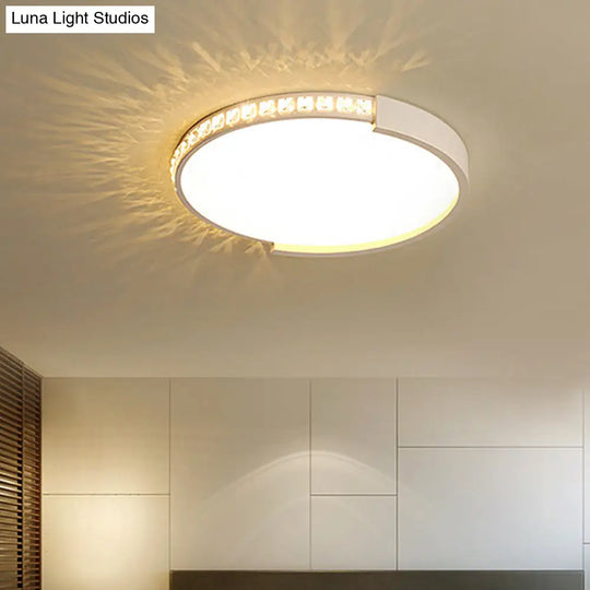 Modern White Acrylic Circle Flush Mount Ceiling Light For Kitchen / 16.5 Warm