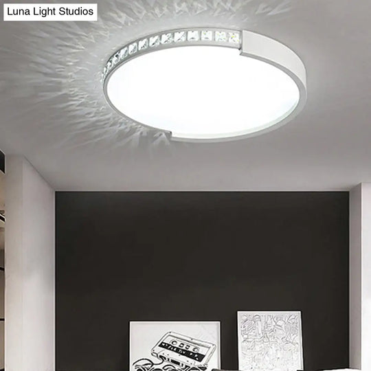 Modern White Acrylic Circle Flush Mount Ceiling Light For Kitchen / 16.5