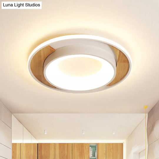 Modern White Acrylic Led Ceiling Light For Bedroom - 16/19.5 Wide Round Flush Mount