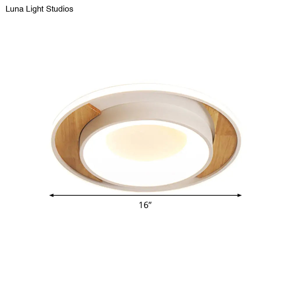 Modern White Acrylic Led Ceiling Light For Bedroom - 16’/19.5’ Wide Round Flush Mount
