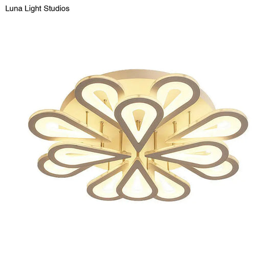Modern White Acrylic Led Ceiling Light With Flower Design For Living Room