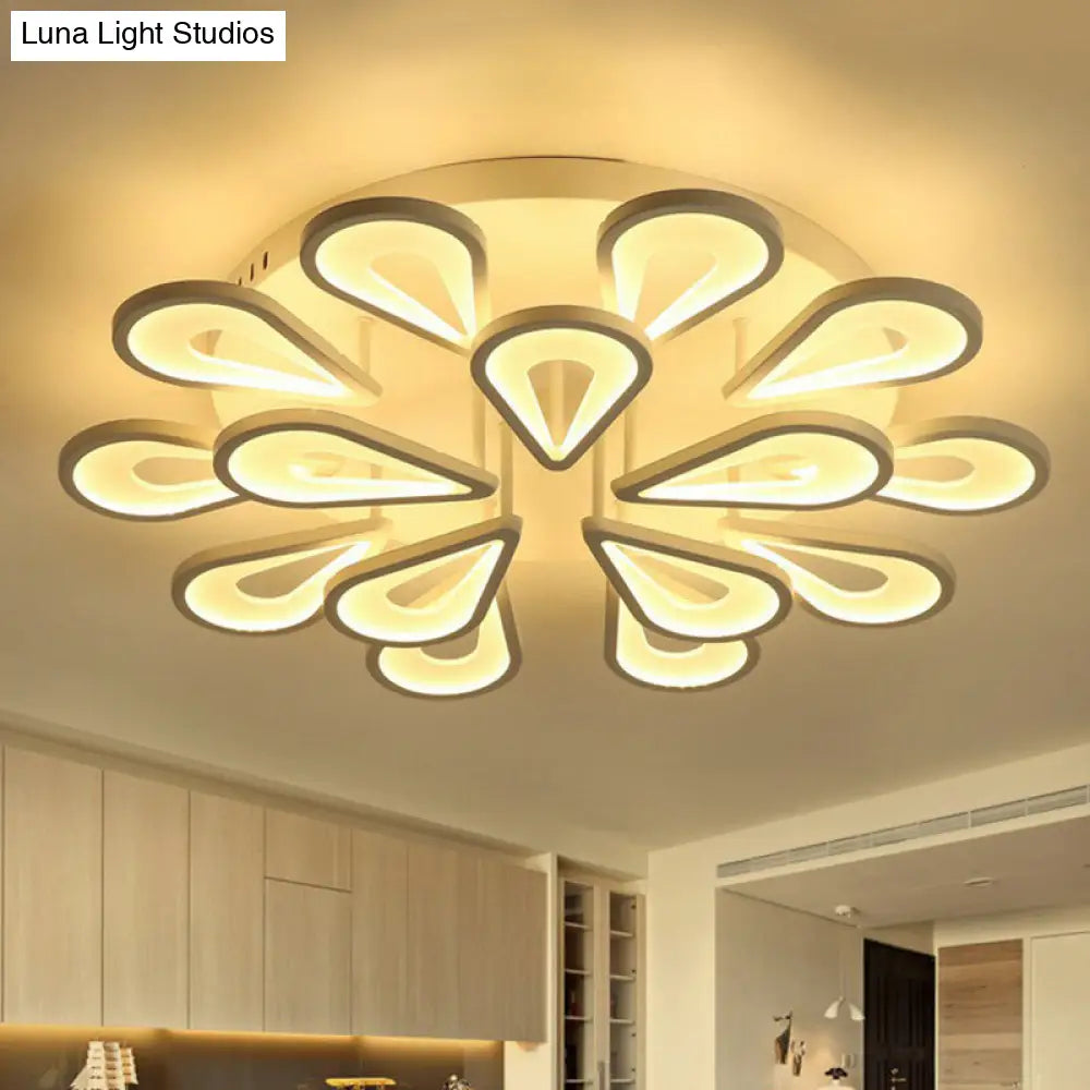 Modern White Acrylic Led Ceiling Light With Flower Design For Living Room 15 / Warm