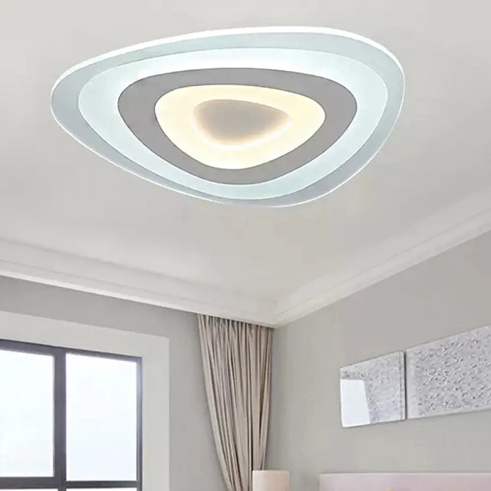 Modern White Acrylic Led Ceiling Mount Light - Triangle Design For Dining Room / 16.5’