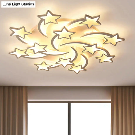 Modern White Acrylic Led Flush Mount Ceiling Light Fixture For Living Room