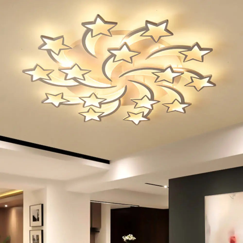 Modern White Acrylic Led Flush Mount Ceiling Light Fixture For Living Room 15 /