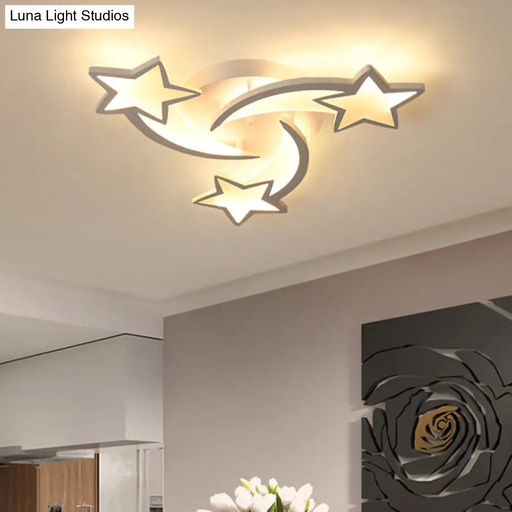 Modern White Acrylic Led Flush Mount Ceiling Light Fixture For Living Room