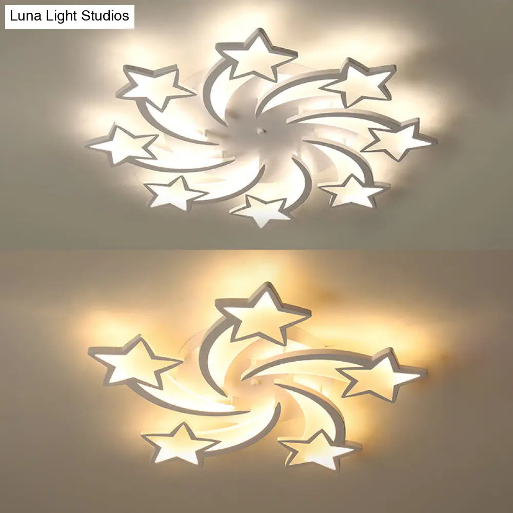 Modern White Acrylic Led Flush Mount Ceiling Light Fixture For Living Room