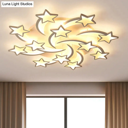Modern White Acrylic Led Flush Mount Ceiling Light Fixture For Living Room