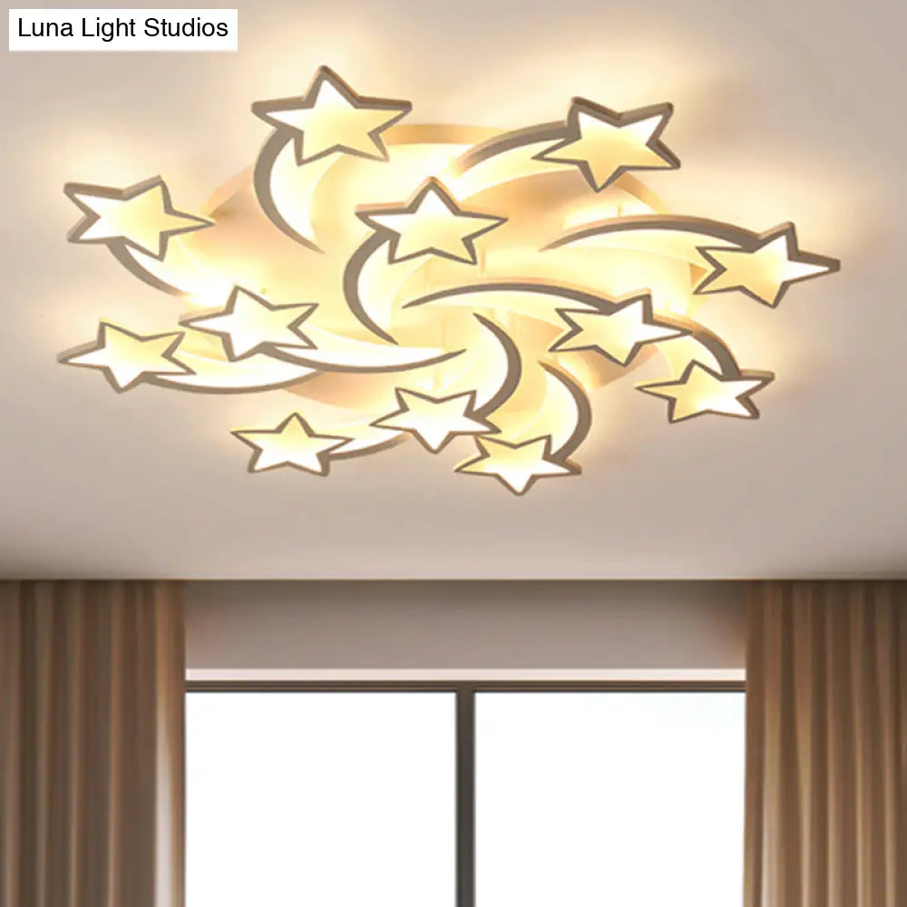 Modern White Acrylic Led Flush Mount Ceiling Light Fixture For Living Room