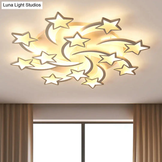 Modern White Acrylic Led Flush Mount Ceiling Light Fixture For Living Room