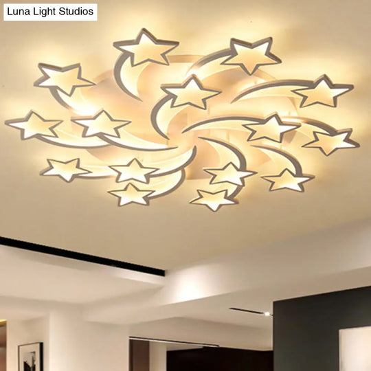 Modern White Acrylic Led Flush Mount Ceiling Light Fixture For Living Room