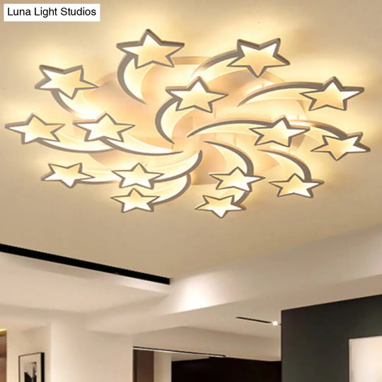 Modern White Acrylic Led Flush Mount Ceiling Light Fixture For Living Room