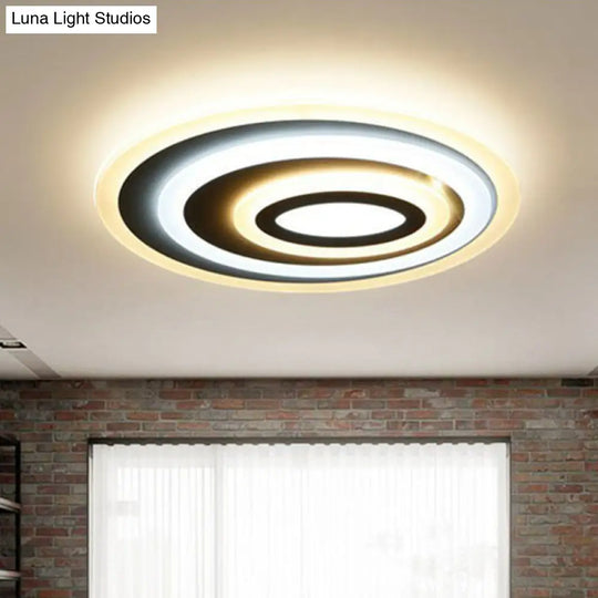 Modern White Acrylic Oval Led Flush Mount Ceiling Light For Bedrooms