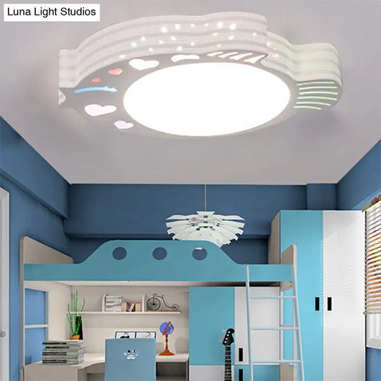 Modern White Acrylic Round Flush Mount Ceiling Light For Bedroom