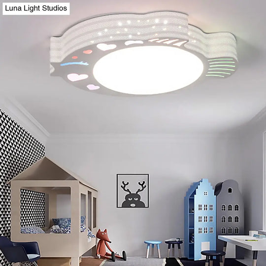 Modern White Acrylic Round Flush Mount Ceiling Light For Bedroom / B