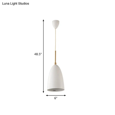 Modern White Bedroom Pendant Light With Iron Shade