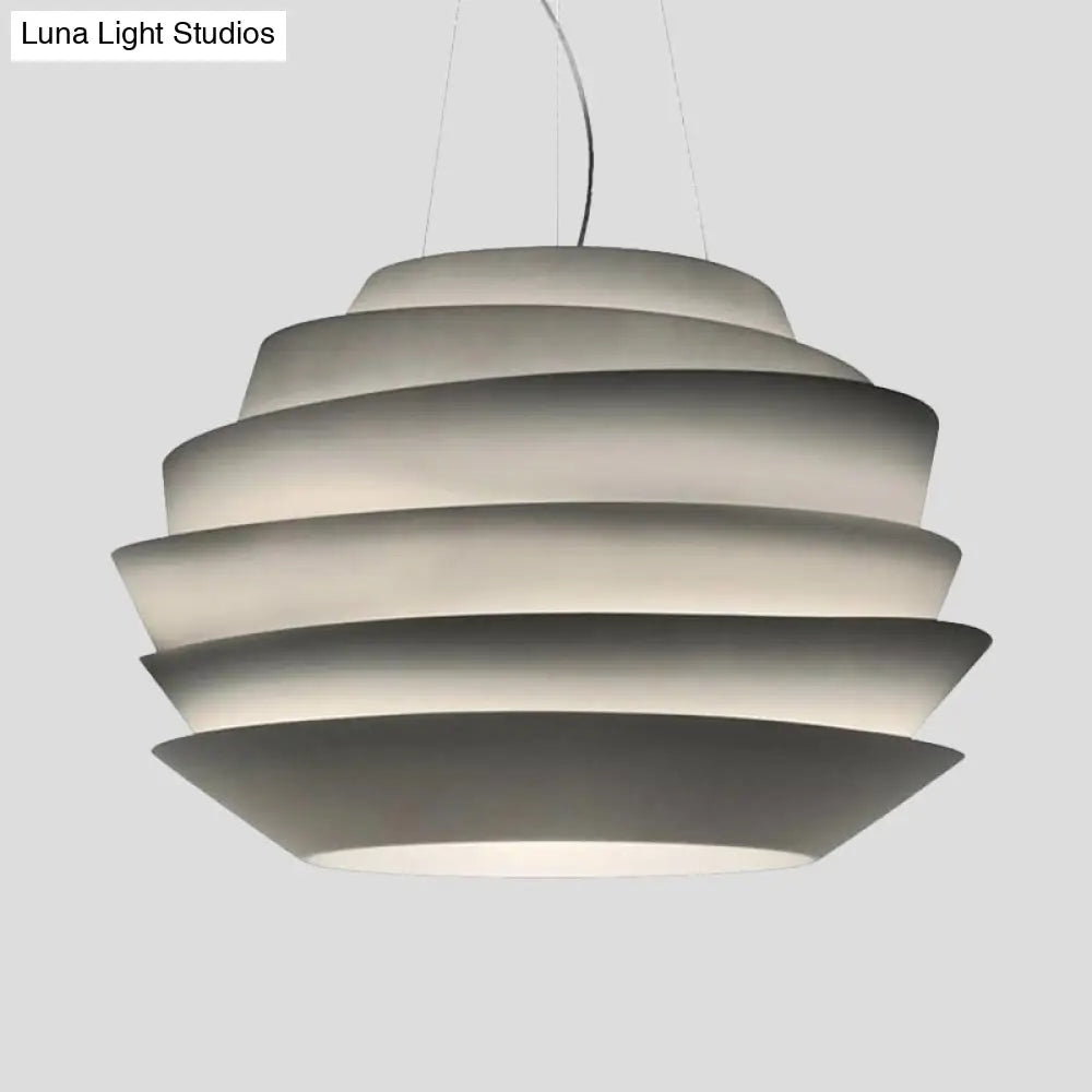 Modern White Bistro Pendant Chandelier with Metallic Finish 6 Tiers 3 Bulbs White