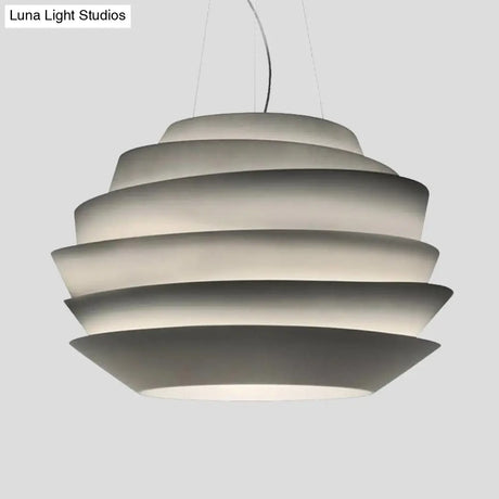 Modern White Bistro Pendant Chandelier with Metallic Finish 6 Tiers 3 Bulbs White