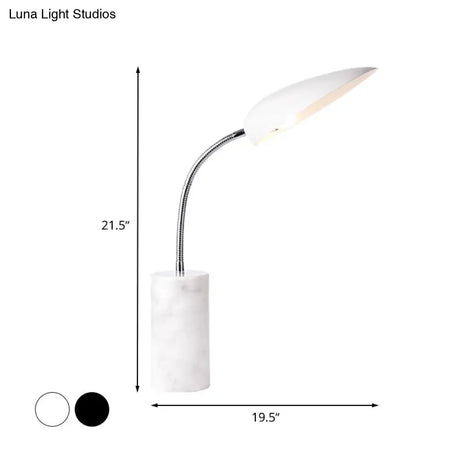 Modern White/Black Finish Led Table Lamp For Study Room - Sharp Tongue Metal Book Light