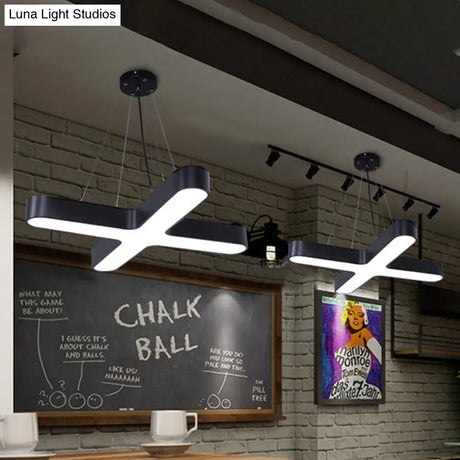 Modern White/Black/Gold Cross Hanging Lamp - 23.5’’/35.5’’ Wide Led Pendant Light With