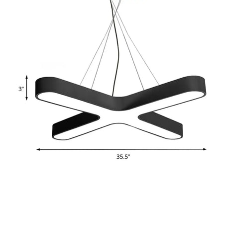 Modern White/Black/Gold Cross Hanging Lamp - 23.5/35.5 Wide Led Metal Ceiling Pendant Light With