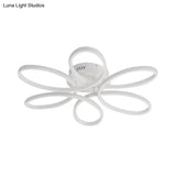 Modern White Blossom Flush-Mount Led Ceiling Lamp (23/29 Inches) For Living Room