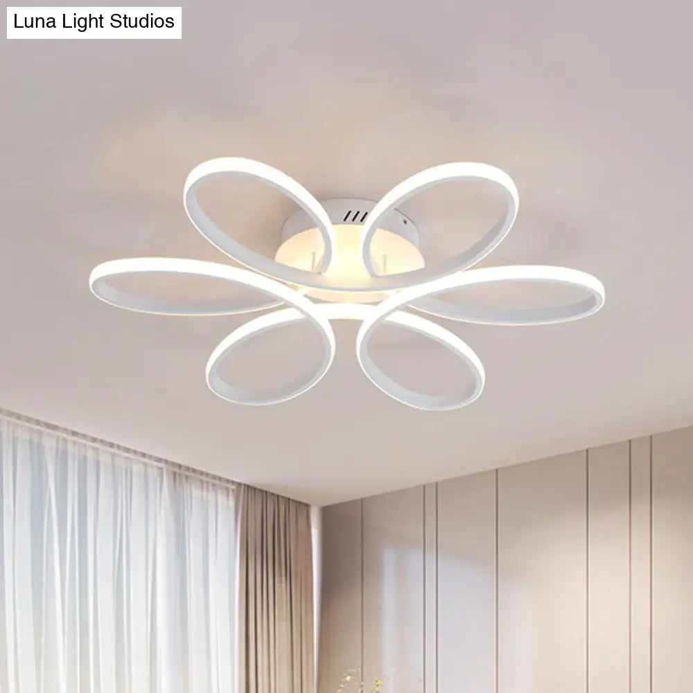 Modern White Blossom Flush-Mount Led Ceiling Lamp (23/29 Inches) For Living Room