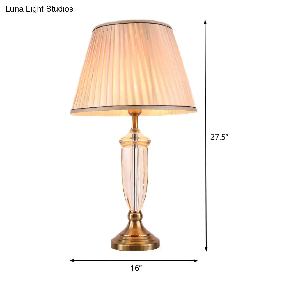 Modern White/Blue Table Lamp With Conical Fabric Shade - Ideal For Dining Room Desks