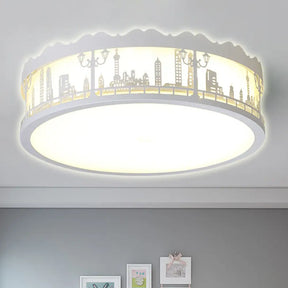 Modern White Circle Ceiling Light Fixture For Nursing Room / 16.5’