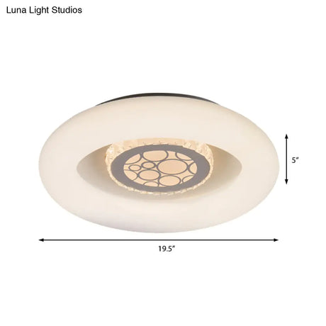 Modern White Circle Flush Mount Light - Unique Acrylic Ceiling Fixture For Bedroom