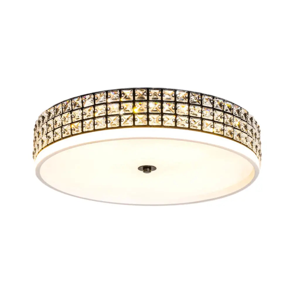 Modern White Crystal Led Round Flushmount Ceiling Light - 16/19.5 Wide