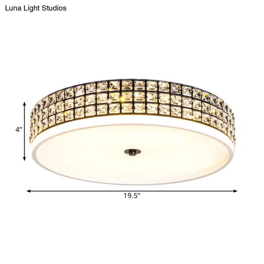 Modern White Crystal Led Round Flushmount Ceiling Light - 16/19.5 Wide
