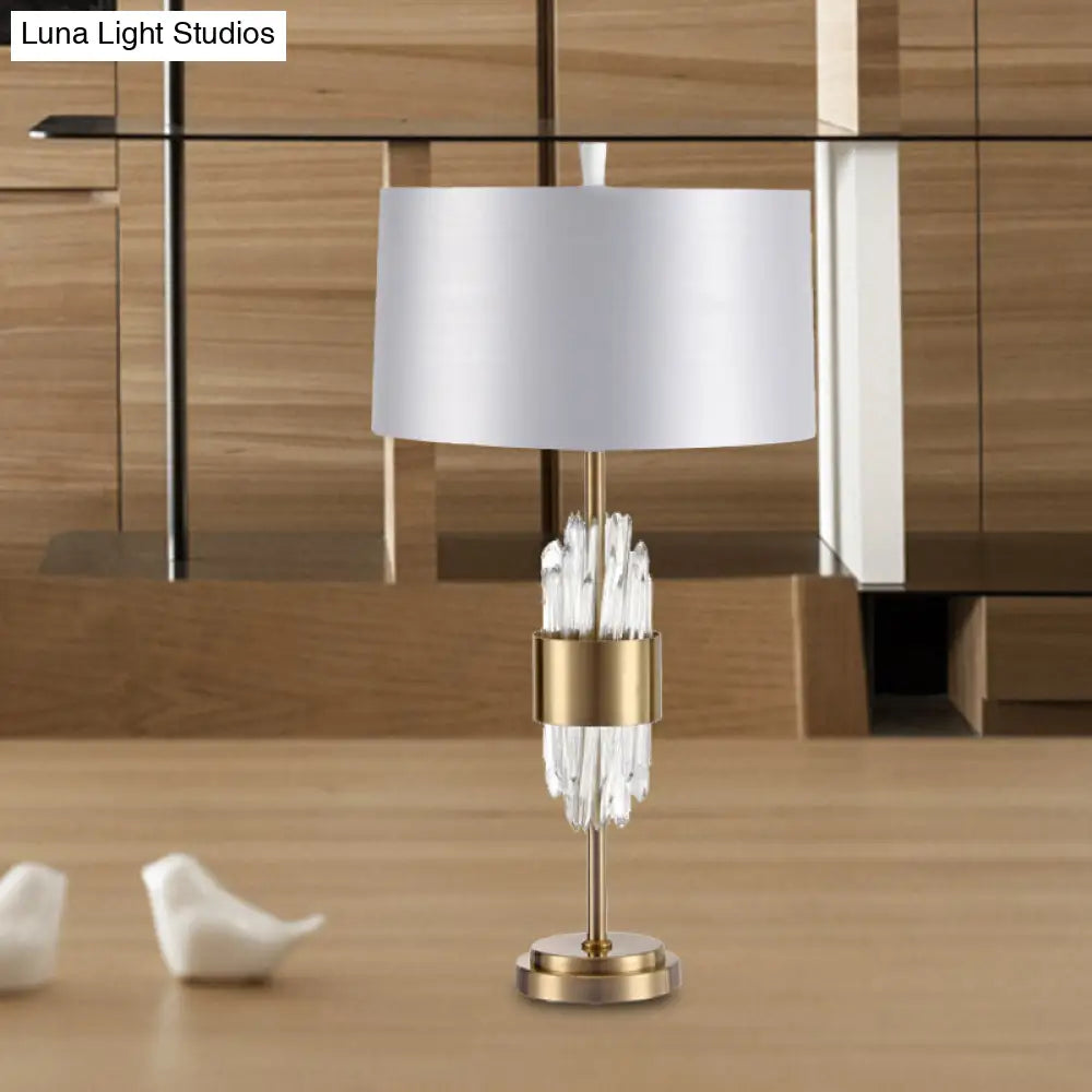 Modern White Desk Lamp For Dining Room With Fabric Shade