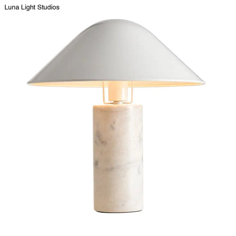 Modern White Desk Lamp With Wide Flare Metal Shade Perfect For Living Room Tasks