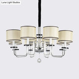 Modern White Fabric Shade Ceiling Chandelier With Multiple Heads For Living Room Suspension