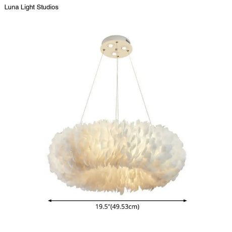 Modern White Feather Hanging Pendant Light For Bedroom