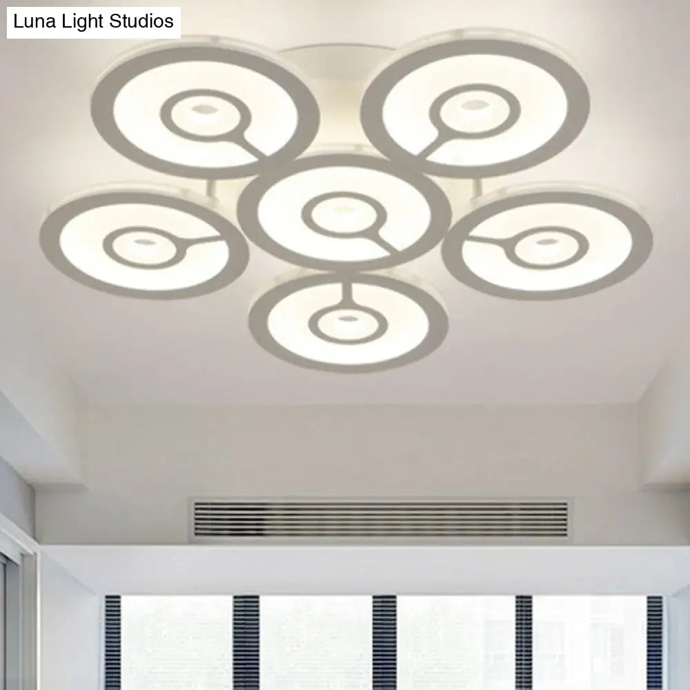Modern White Floral Led Ceiling Light With Acrylic Fixture - Semi - Flush Mount For Living Room 6 /
