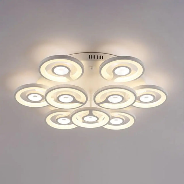 Modern White Floral Led Ceiling Light With Acrylic Fixture - Semi-Flush Mount For Living Room