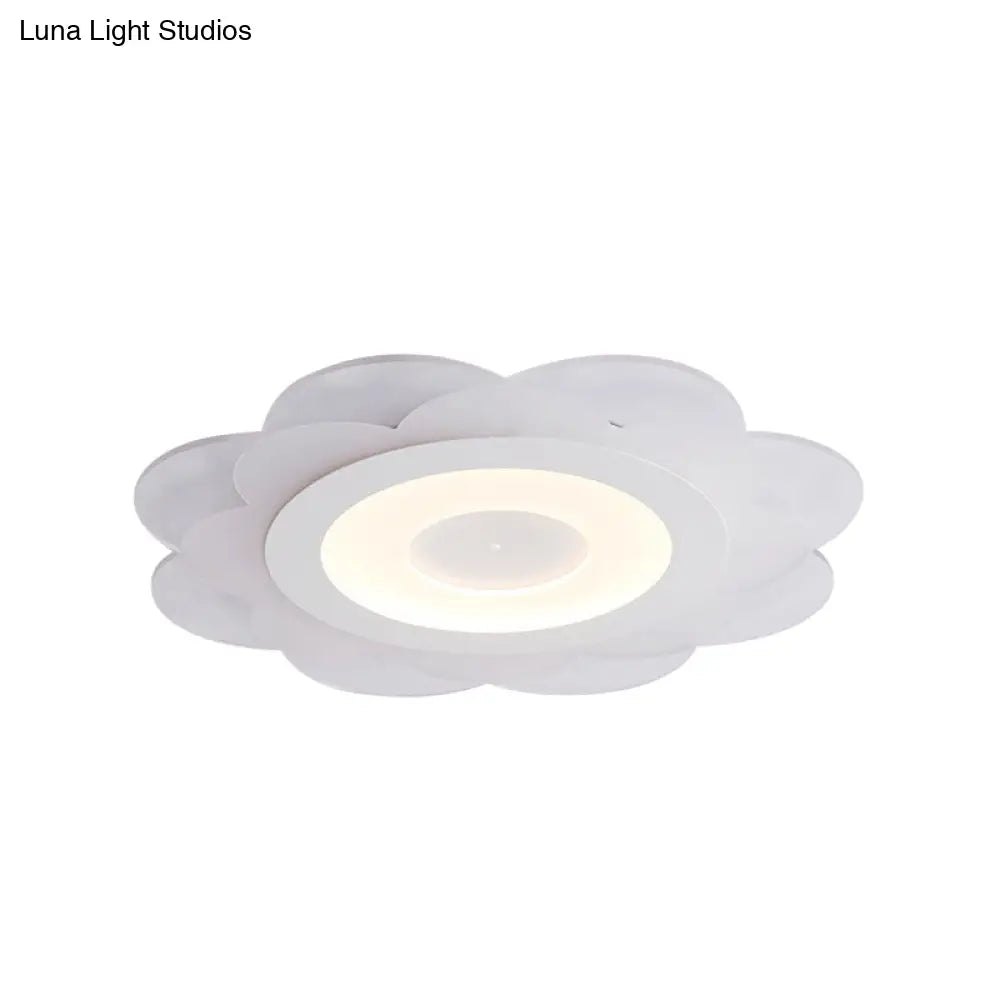 Modern White Floral Led Flush Ceiling Light - 16.5’/20.5’/24.5’ W Acrylic Shade Warm/Cool