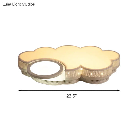 Modern White Flush Mount Led Ceiling Lamp For Baby Room – Cloud Acrylic Metal Light Fixture