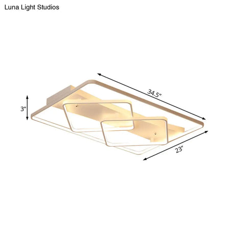 Modern White Geometric Flush Mount Led Ceiling Light Fixture In White/Warm - 34.5’/39’ Wide