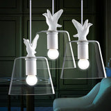 Modern White Glass Bird Restaurant Pendant Light Clear
