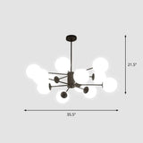 Modern White Glass Chandelier With Burst Design Suspension Light 12 / Black
