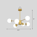 Modern White Glass Chandelier With Burst Design Suspension Light 6 / Gold