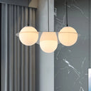 Modern White Glass Globe Pendant Light With 3 Lights And Mirror Fastener For Living Room Ceiling