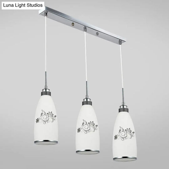 Modern White Glass Hanging Pendant: 3-Light Bottle Multi-Pendant For Restaurants