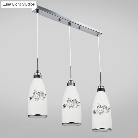 Modern White Glass Hanging Pendant: 3-Light Bottle Multi-Pendant For Restaurants