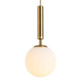 Modern White Glass Pendant Lamp For Bedroom - Globe Hanging Ceiling Light Gold / 10