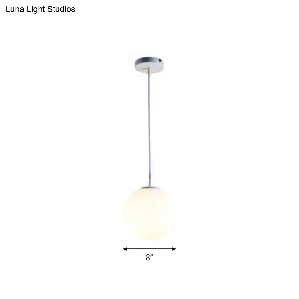 Modern Opaque Glass Hanging Pendant Lamp For Dining Room - White Sphere Design / 8